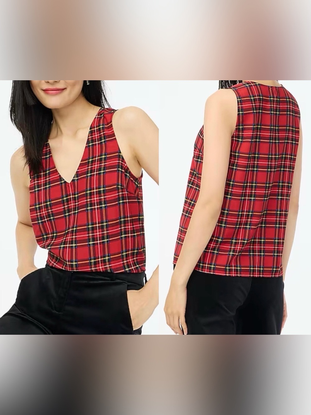 J.Crew Red Tartan Plaid‎ Sleeveless Top | Size Small